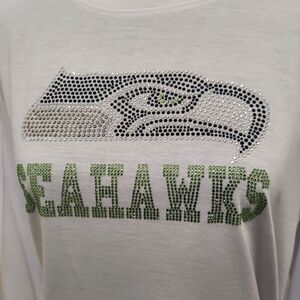 White Seahawks Rhinestone T-Shirt